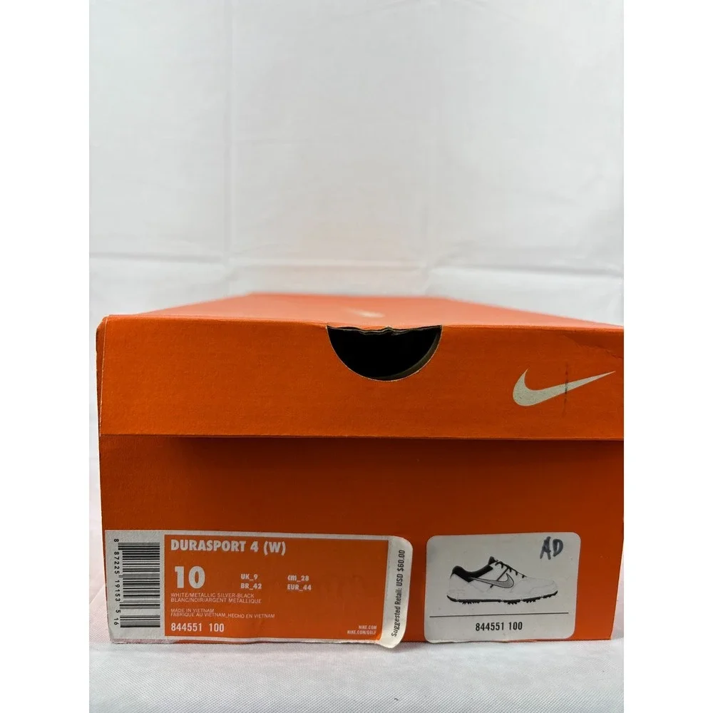 Nike Durasport 4 Wide Golf Shoes Mens White Metallic Silver 844551-100 10W NWB
